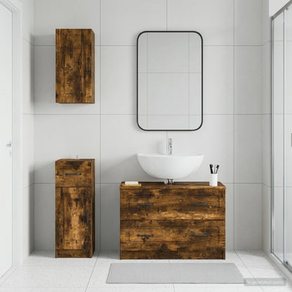 3 Piece Bathroom Cabinet Set UTRECHT Smoked Oak Engineered Wood