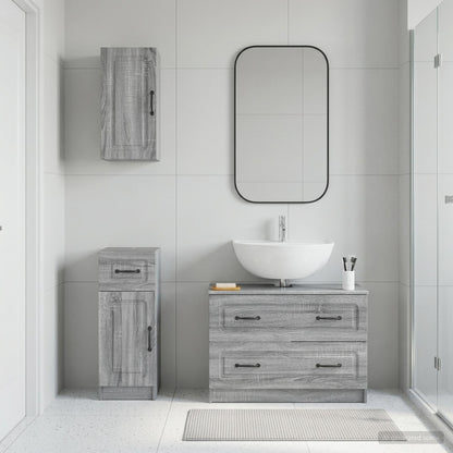 3 Piece Bathroom Cabinet Set UTRECHT Grey Sonoma