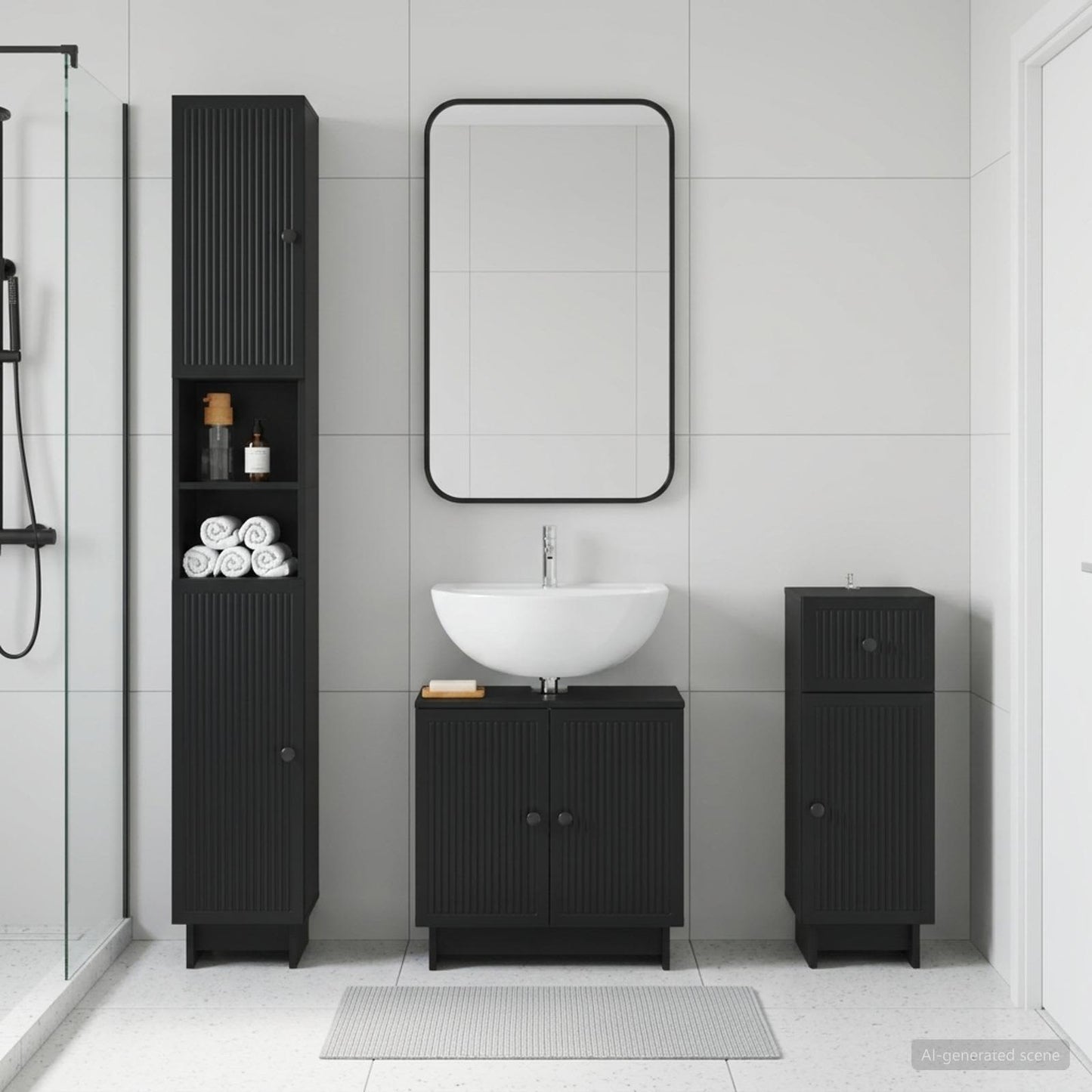3 Piece Bathroom Cabinet Set EDE Engineered Wood