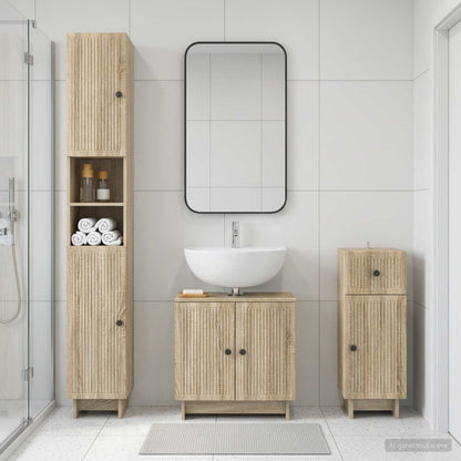 3 Piece Bathroom Cabinet Set EDE Engineered Wood