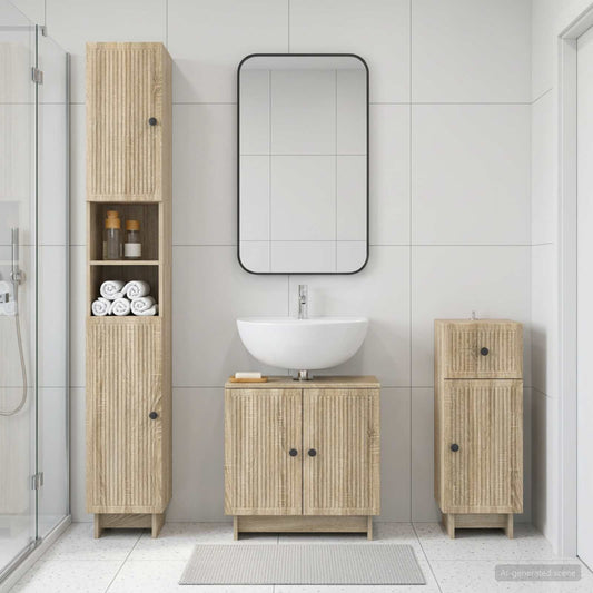 3 Piece Bathroom Cabinet Set EDE Engineered Wood
