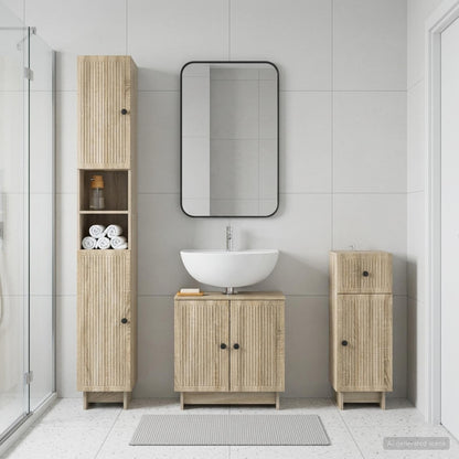 3 Piece Bathroom Cabinet Set EDE Engineered Wood