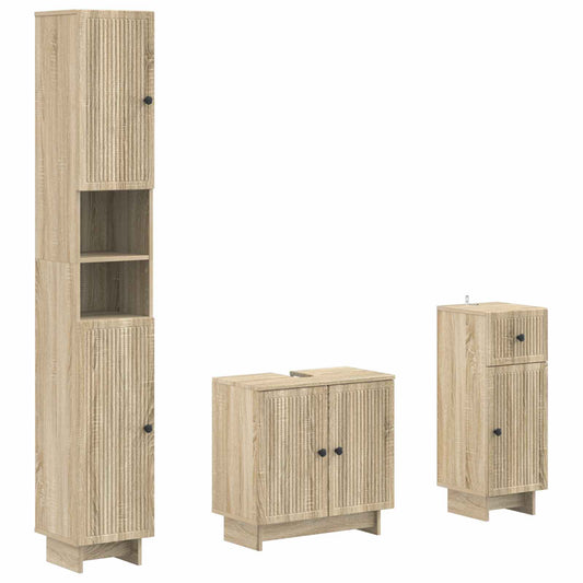 3 Piece Bathroom Cabinet Set EDE Engineered Wood