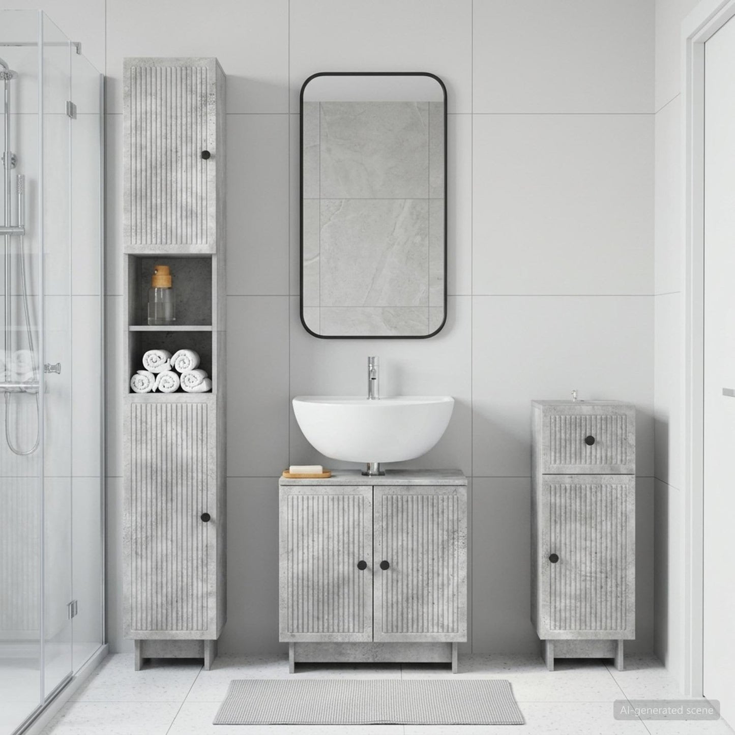 3 Piece Bathroom Cabinet Set EDE Engineered Wood