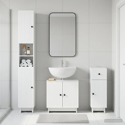 3 Piece Bathroom Cabinet Set EDE Engineered Wood