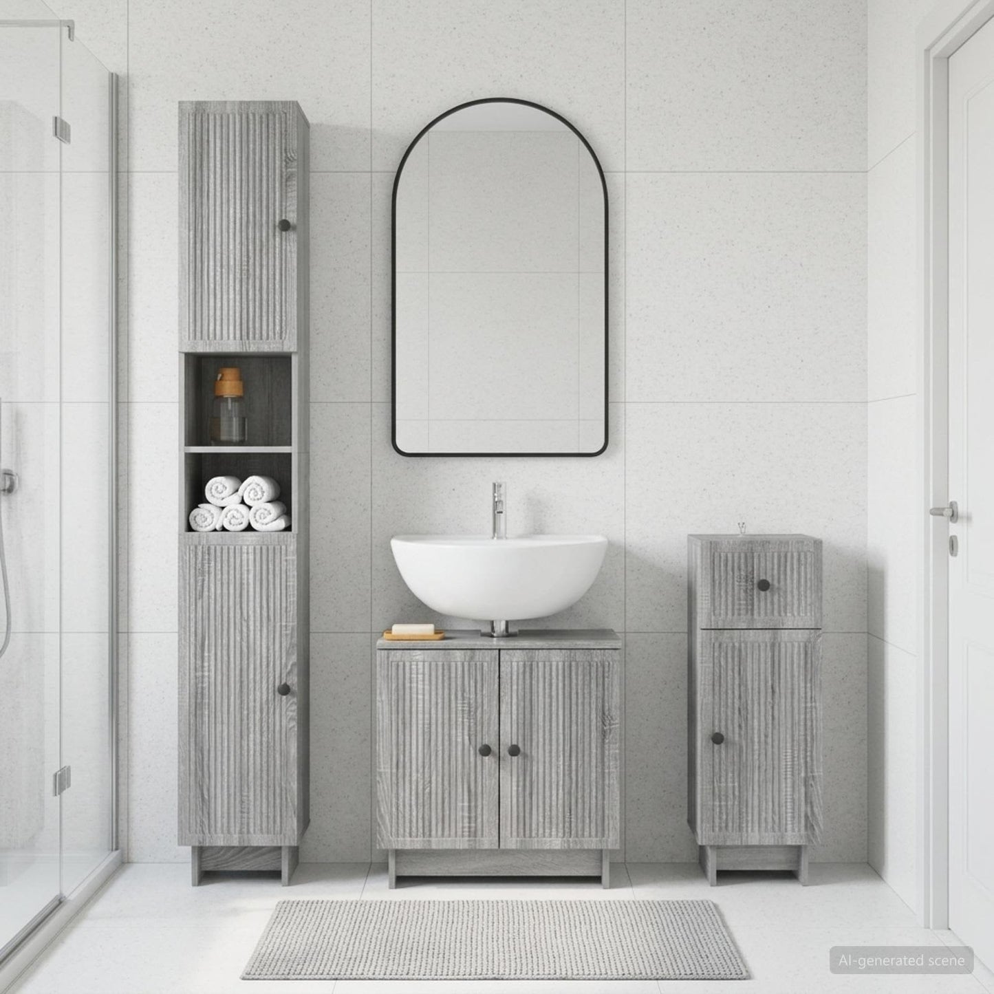 3 Piece Bathroom Cabinet Set EDE Engineered Wood