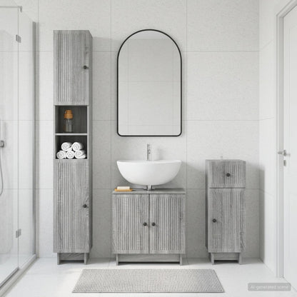 3 Piece Bathroom Cabinet Set EDE Engineered Wood