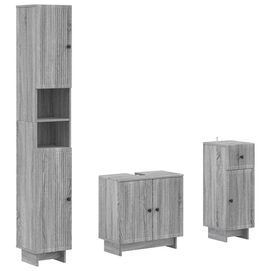 3 Piece Bathroom Cabinet Set EDE Engineered Wood