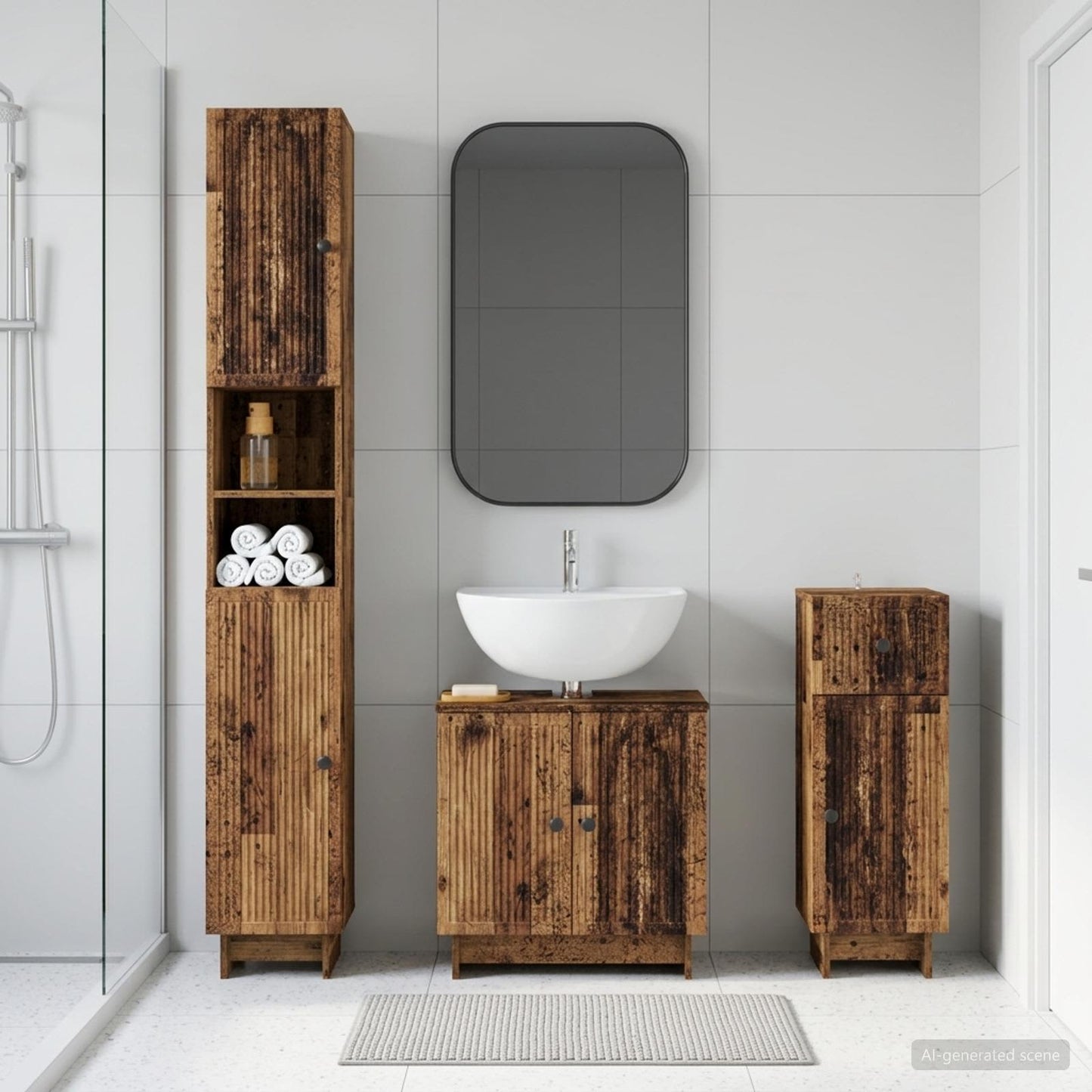 3 Piece Bathroom Cabinet Set EDE Engineered Wood