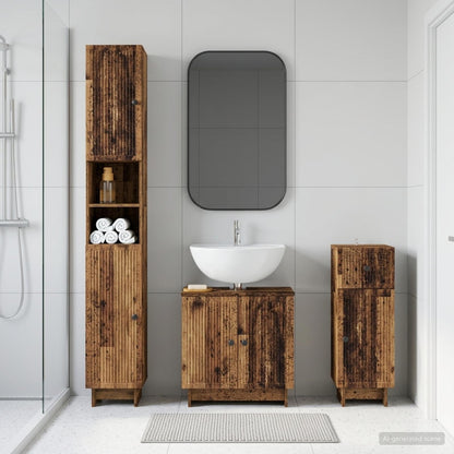3 Piece Bathroom Cabinet Set EDE Engineered Wood