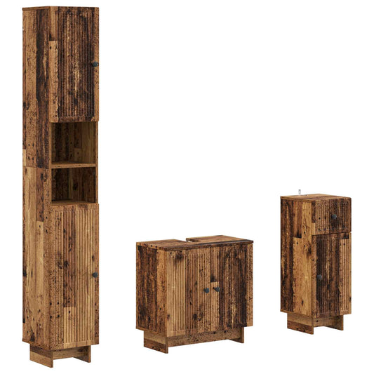 3 Piece Bathroom Cabinet Set EDE Engineered Wood