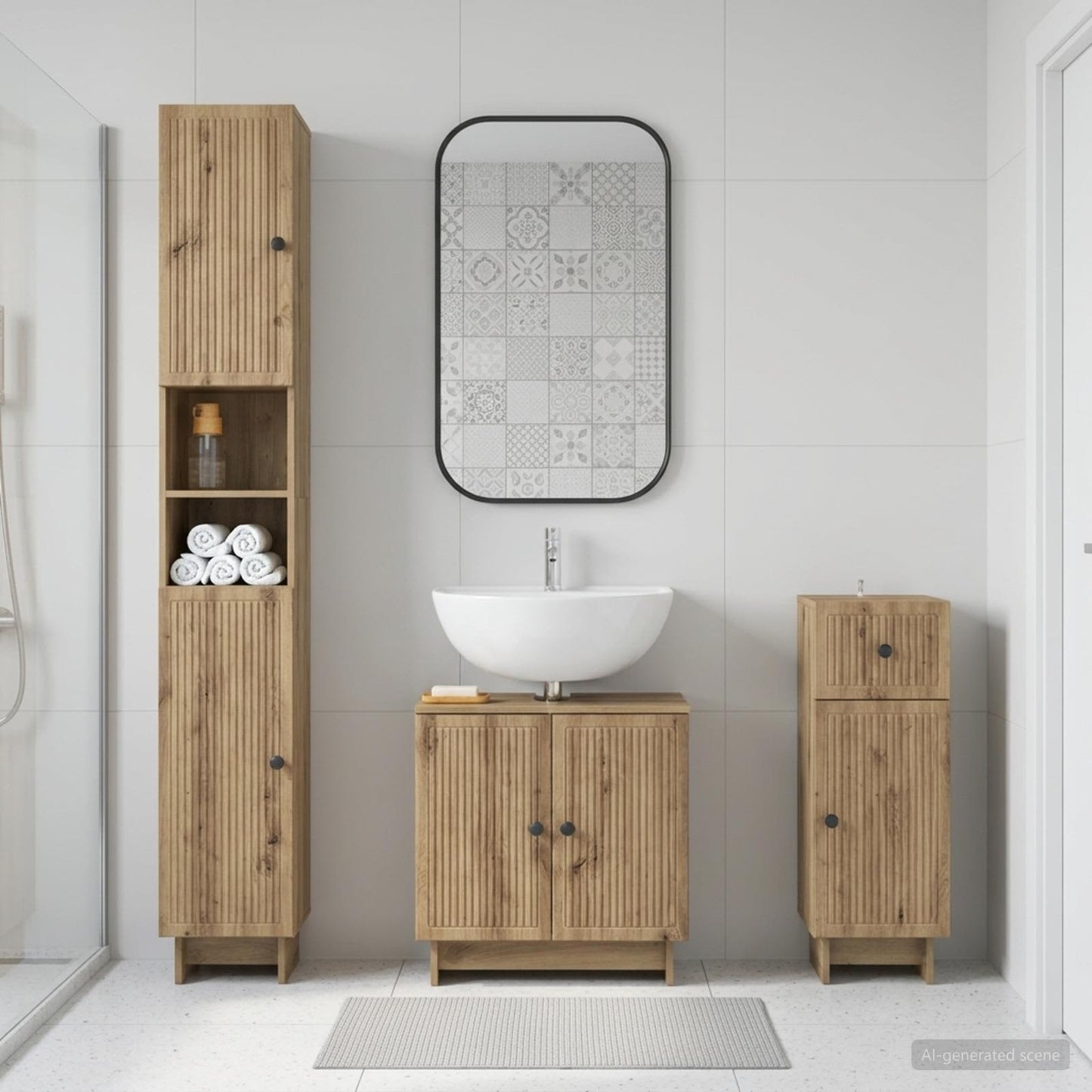 3 Piece Bathroom Cabinet Set EDE Engineered Wood