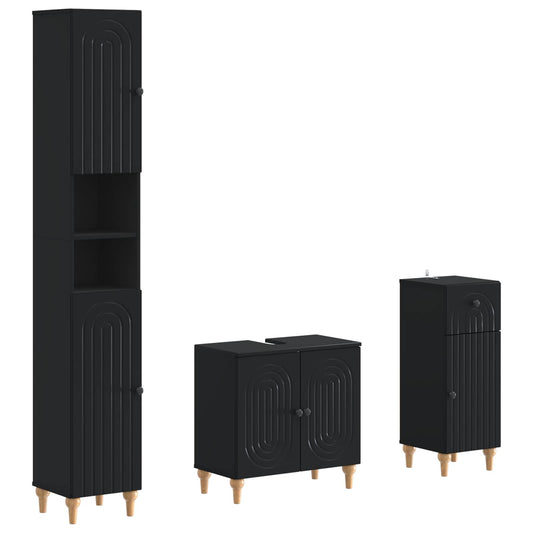 3 Piece Bathroom Cabinet Set ALKMAAR Engineered Wood