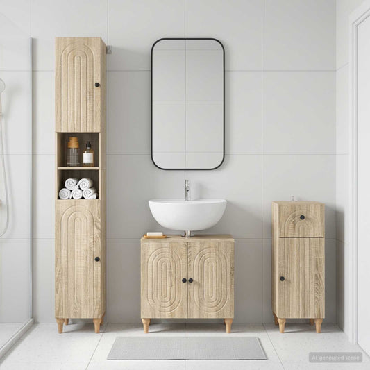 3 Piece Bathroom Cabinet Set ALKMAAR Engineered Wood