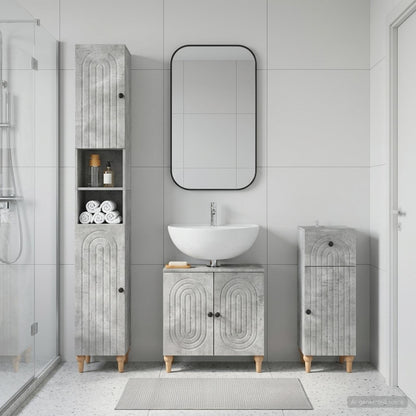3 Piece Bathroom Cabinet Set ALKMAAR Engineered Wood