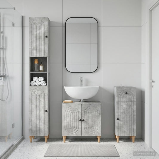 3 Piece Bathroom Cabinet Set ALKMAAR Engineered Wood
