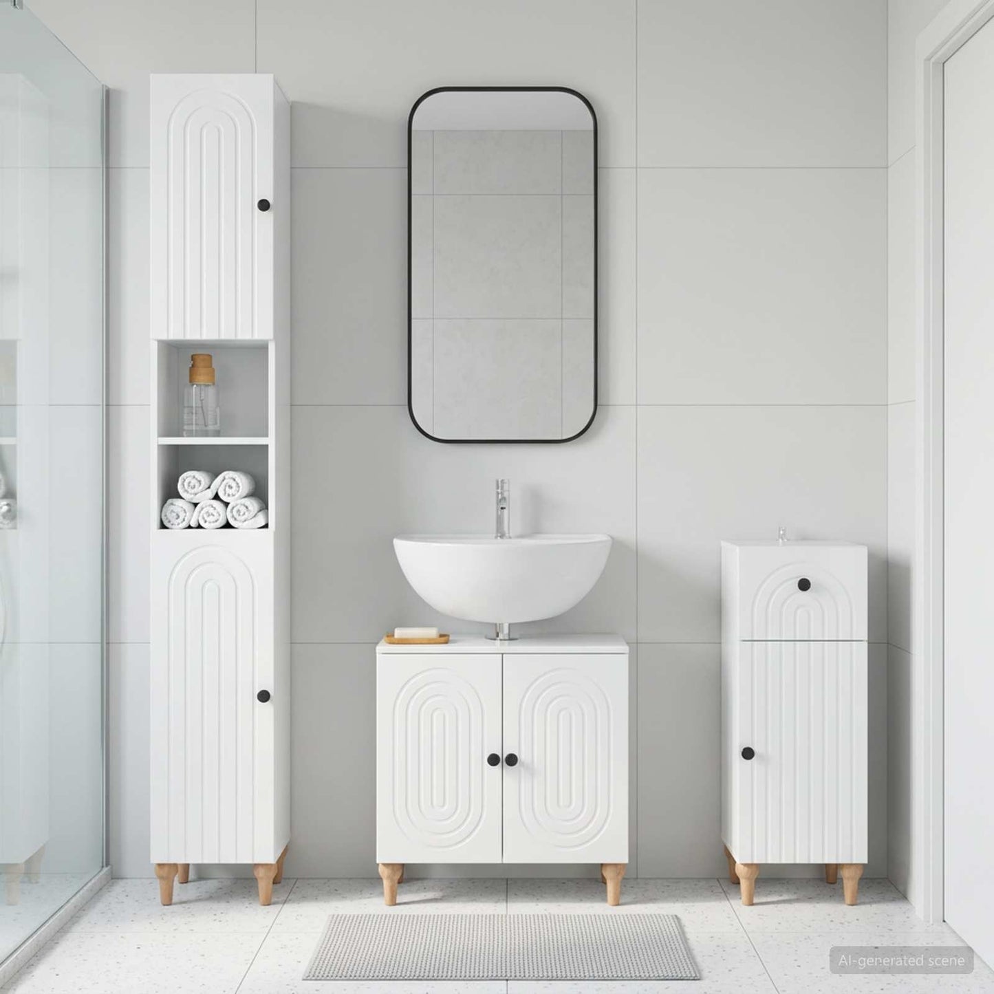 3 Piece Bathroom Cabinet Set ALKMAAR Engineered Wood