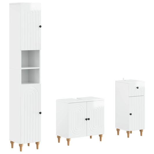 3 Piece Bathroom Cabinet Set ALKMAAR Engineered Wood