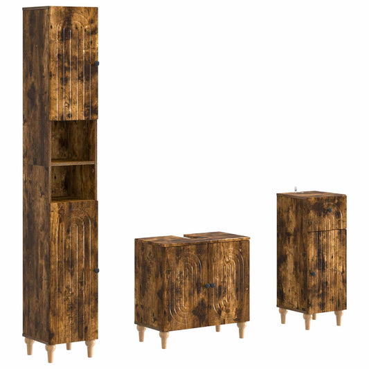 3 Piece Bathroom Cabinet Set ALKMAAR Engineered Wood