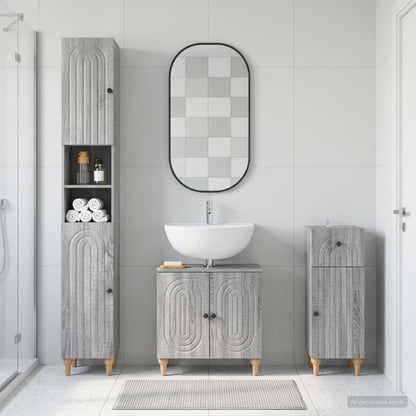 3 Piece Bathroom Cabinet Set ALKMAAR Engineered Wood