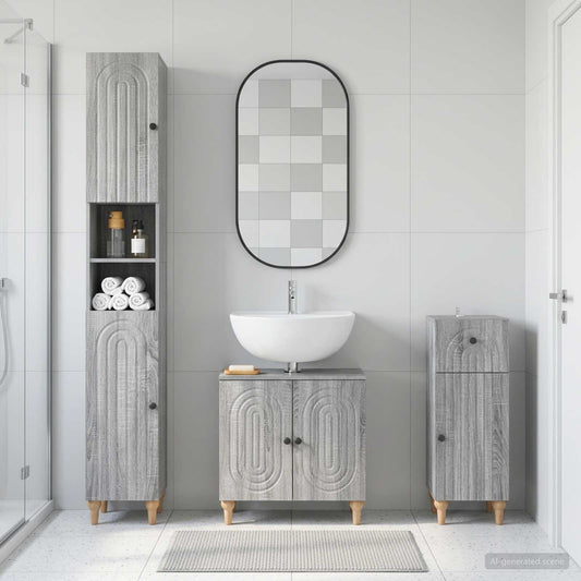 3 Piece Bathroom Cabinet Set ALKMAAR Engineered Wood