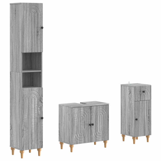 3 Piece Bathroom Cabinet Set ALKMAAR Engineered Wood