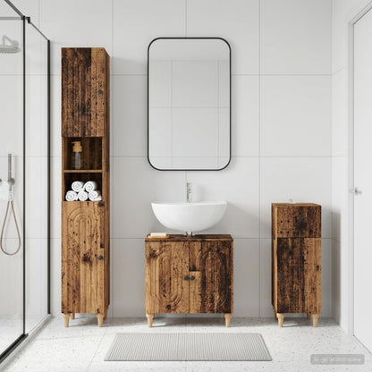 3 Piece Bathroom Cabinet Set ALKMAAR Engineered Wood