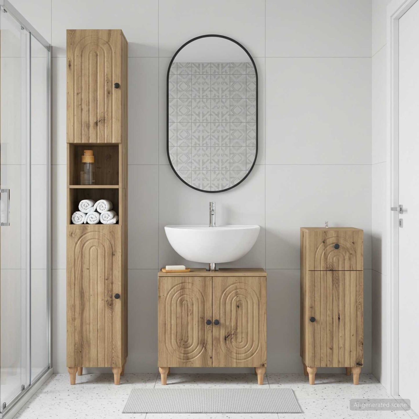 3 Piece Bathroom Cabinet Set ALKMAAR Engineered Wood