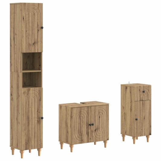 3 Piece Bathroom Cabinet Set ALKMAAR Engineered Wood