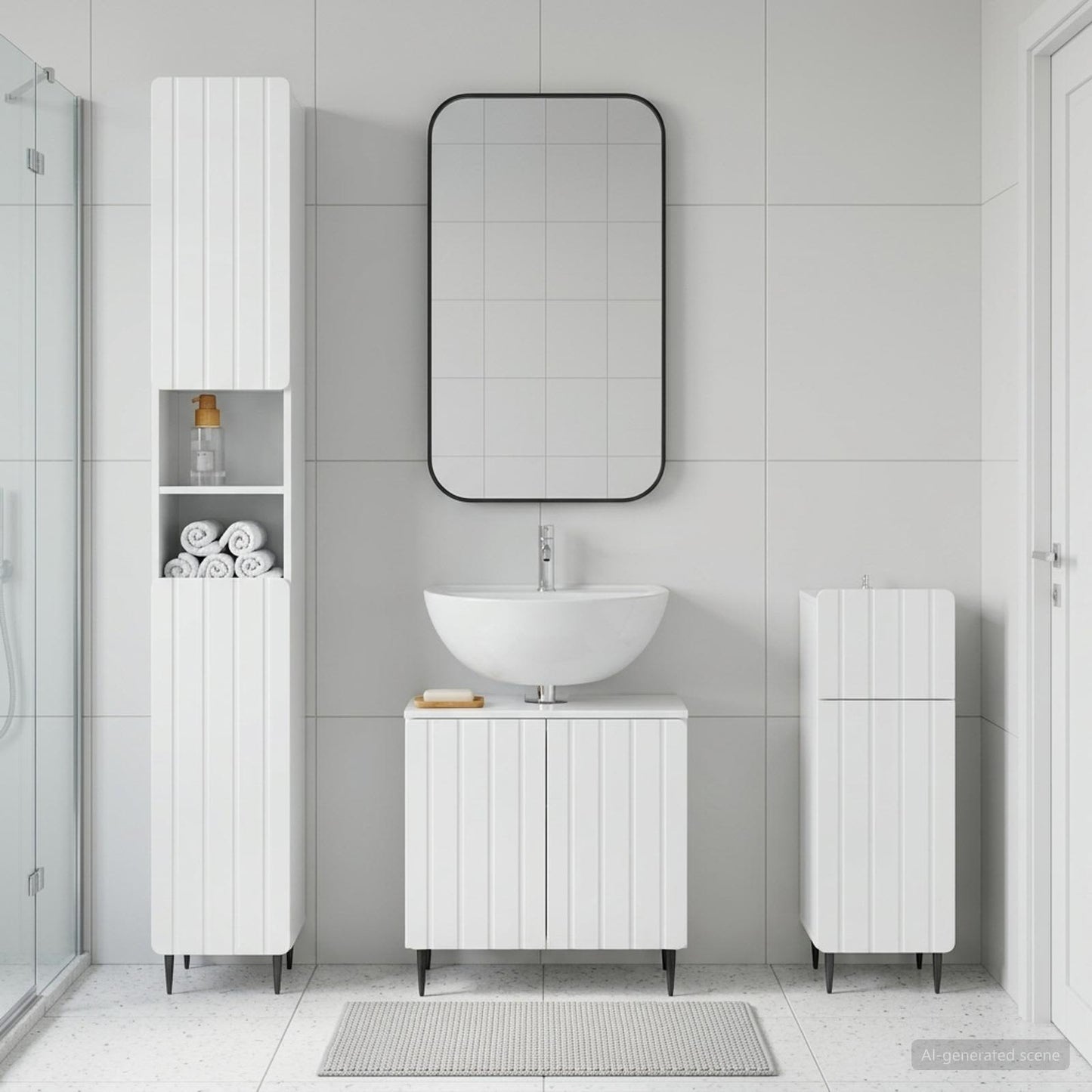 3 Piece Bathroom Cabinet Set ZWOLLE Engineered Wood
