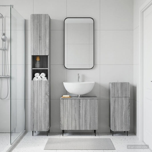 3 Piece Bathroom Cabinet Set ZWOLLE Engineered Wood