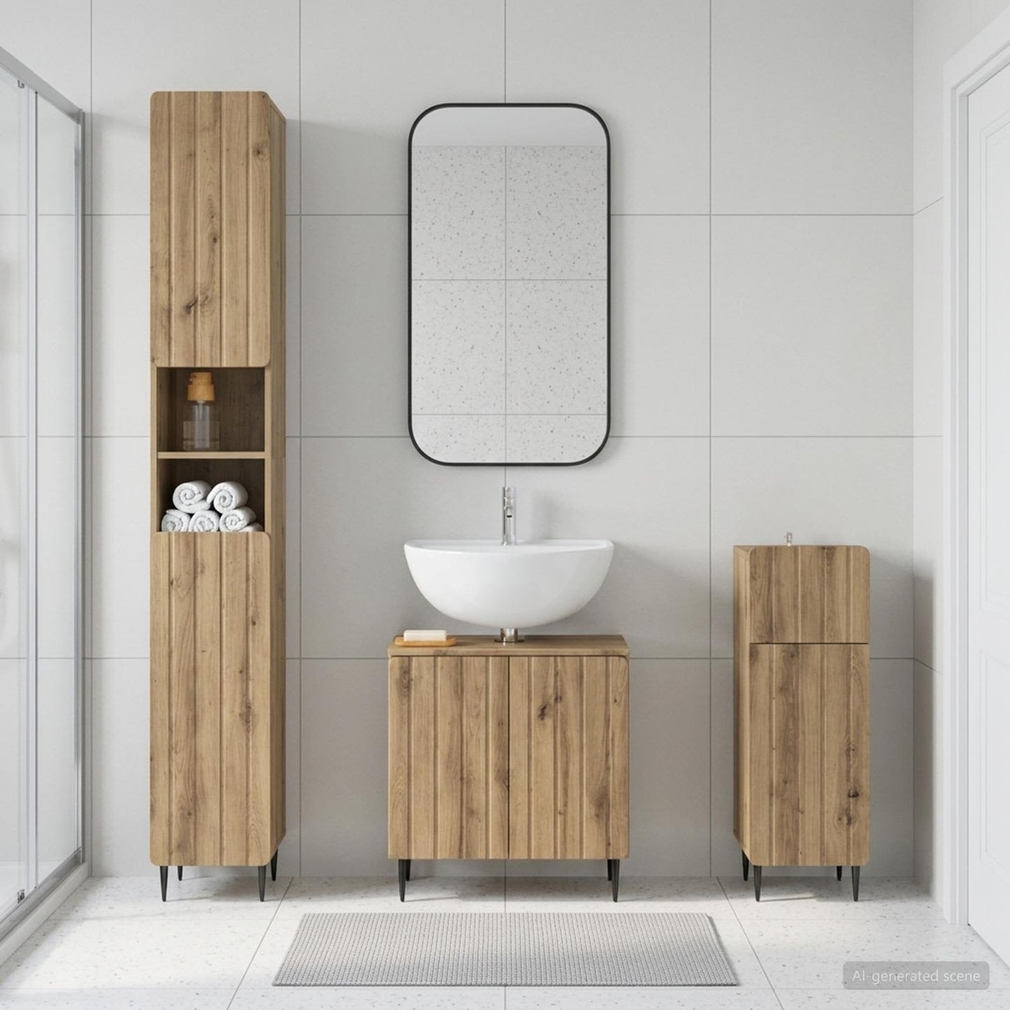 3 Piece Bathroom Cabinet Set ZWOLLE Engineered Wood