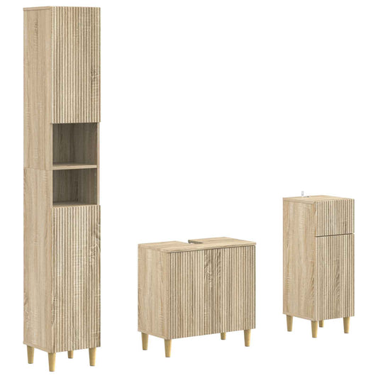 3 Piece Bathroom Cabinet Set ARNHEM Engineered Wood
