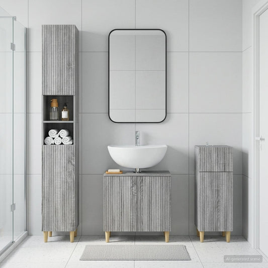 3 Piece Bathroom Cabinet Set ARNHEM Engineered Wood