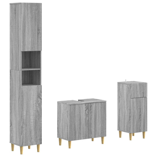 3 Piece Bathroom Cabinet Set ARNHEM Engineered Wood