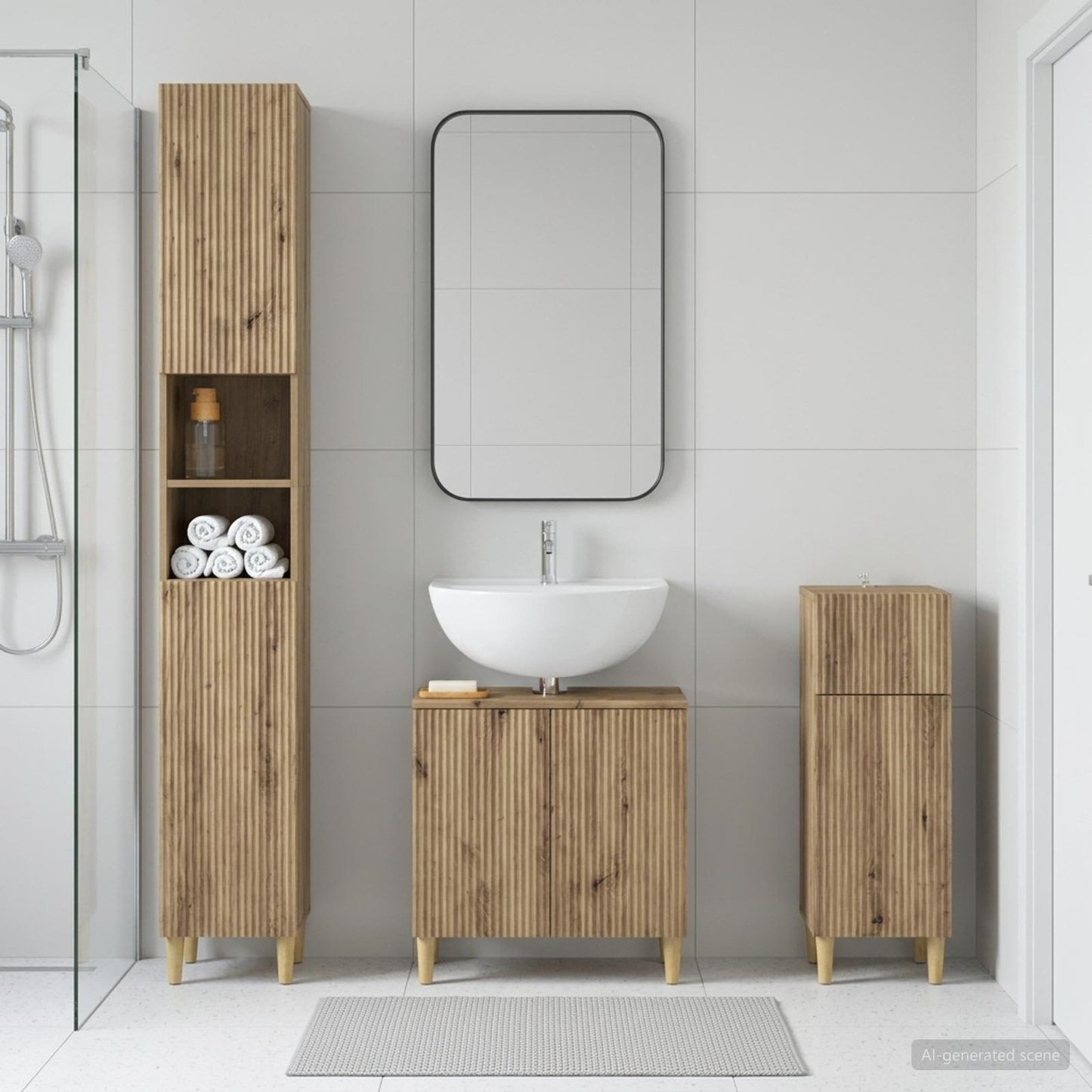 3 Piece Bathroom Cabinet Set ARNHEM Engineered Wood