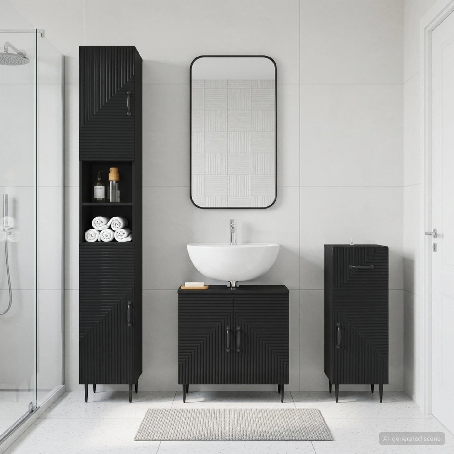 3 Piece Bathroom Cabinet Set HAARLEM Engineered Wood
