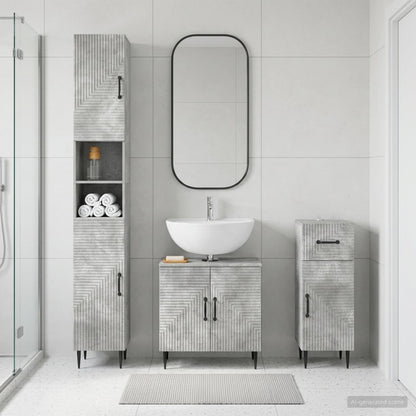 3 Piece Bathroom Cabinet Set HAARLEM Engineered Wood