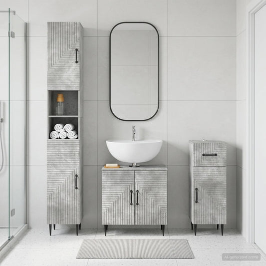 3 Piece Bathroom Cabinet Set HAARLEM Engineered Wood
