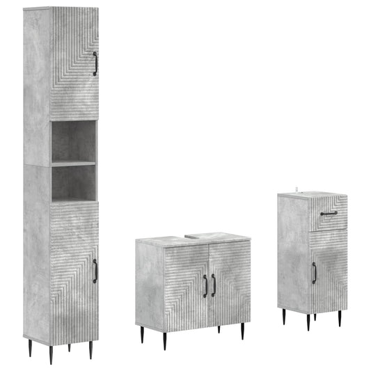 3 Piece Bathroom Cabinet Set HAARLEM Engineered Wood