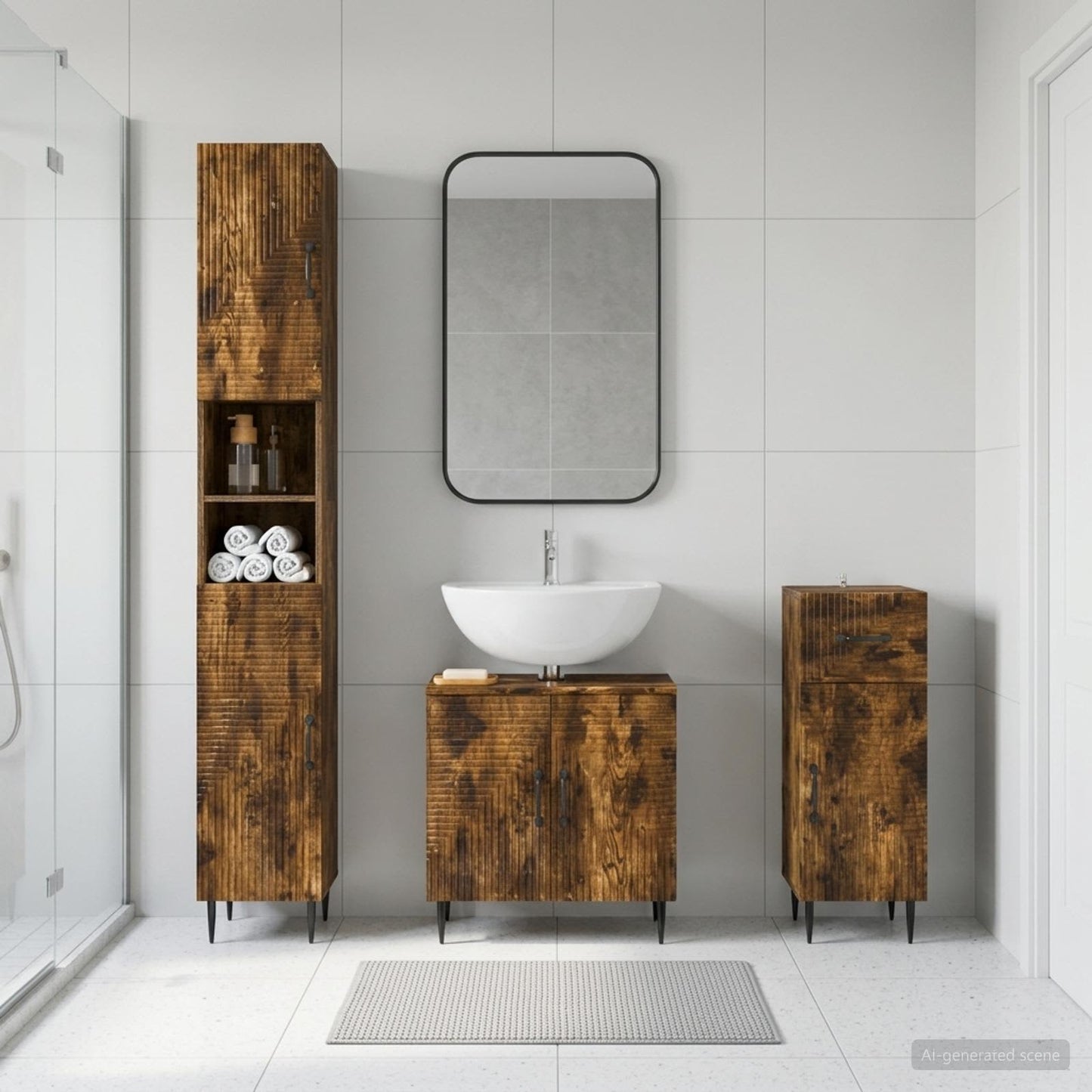 3 Piece Bathroom Cabinet Set HAARLEM Engineered Wood
