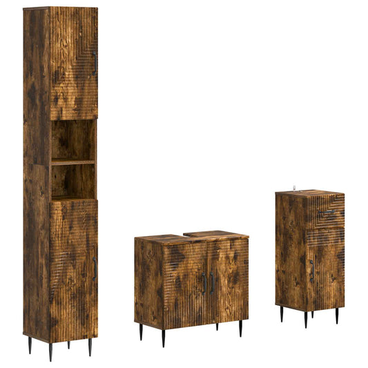 3 Piece Bathroom Cabinet Set HAARLEM Engineered Wood
