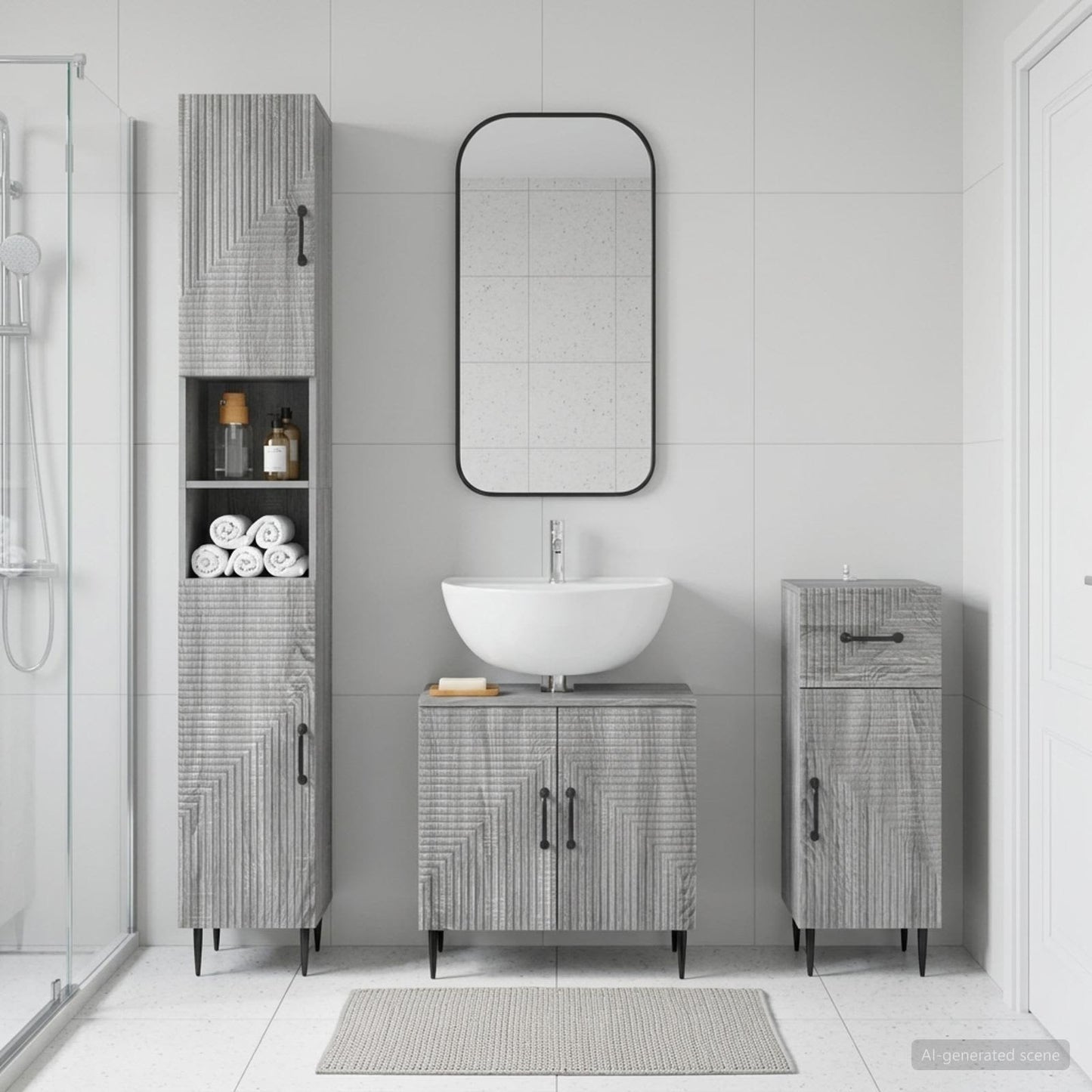 3 Piece Bathroom Cabinet Set HAARLEM Engineered Wood