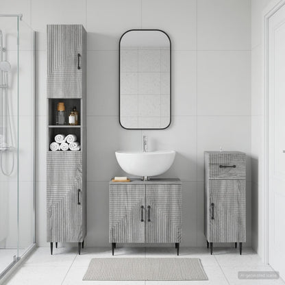 3 Piece Bathroom Cabinet Set HAARLEM Engineered Wood