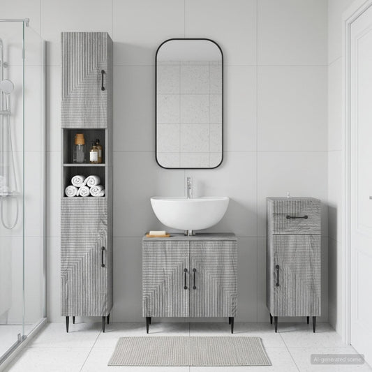 3 Piece Bathroom Cabinet Set HAARLEM Engineered Wood