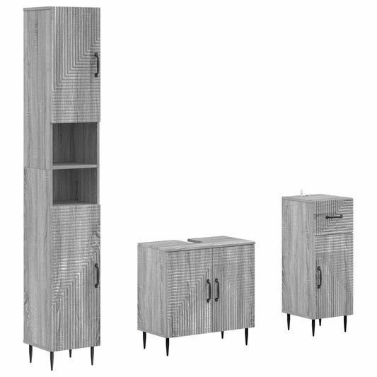 3 Piece Bathroom Cabinet Set HAARLEM Engineered Wood