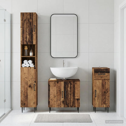 3 Piece Bathroom Cabinet Set HAARLEM Engineered Wood