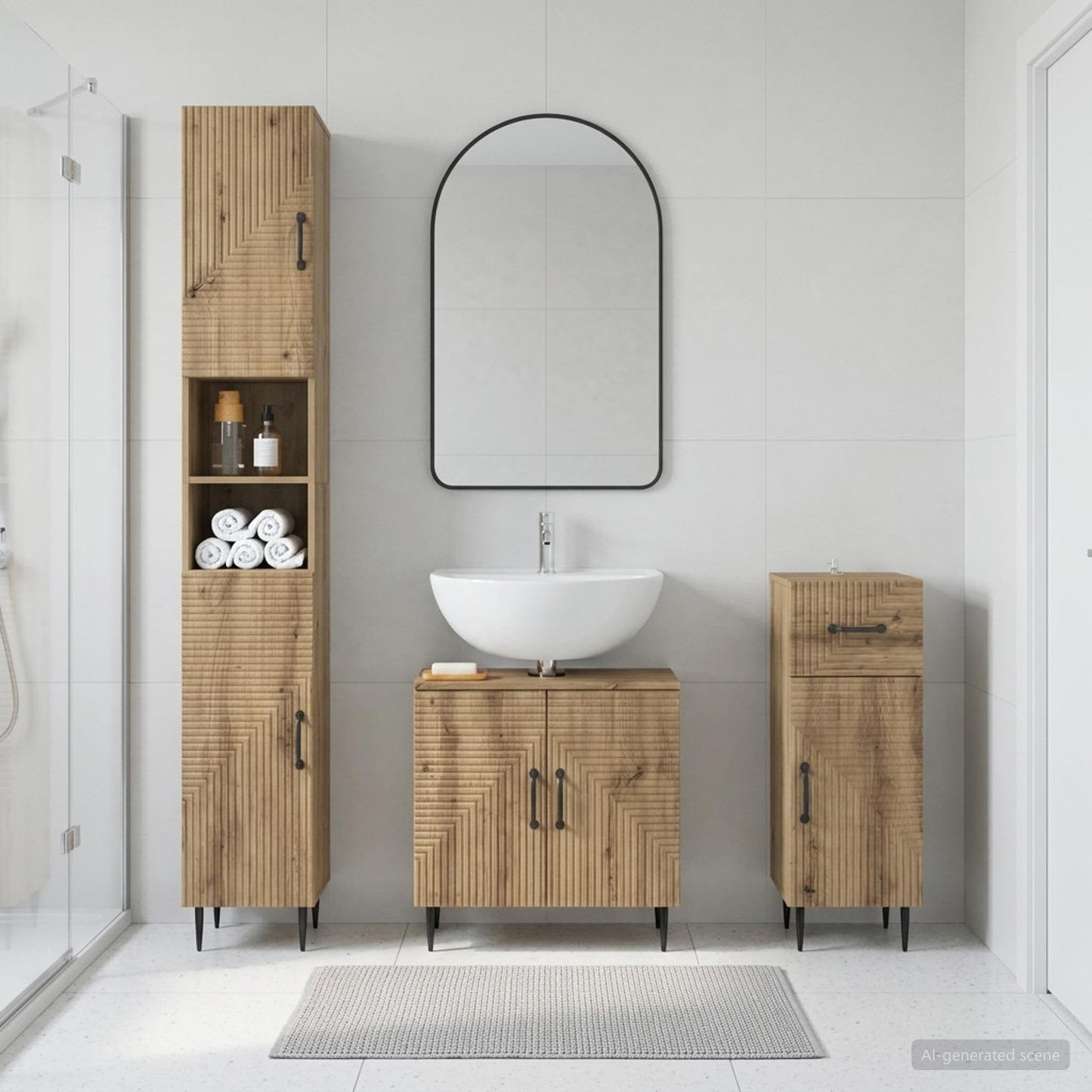 3 Piece Bathroom Cabinet Set HAARLEM Engineered Wood