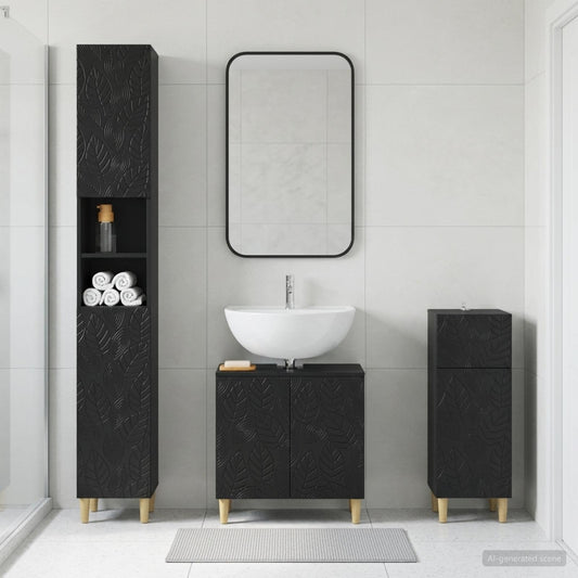 3 Piece Bathroom Cabinet Set DELFT Engineered Wood