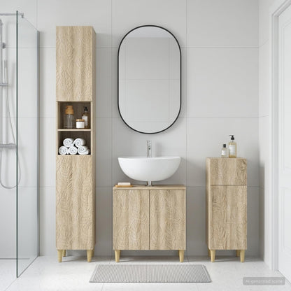 3 Piece Bathroom Cabinet Set DELFT Engineered Wood